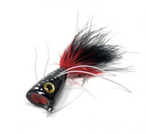 Red Black Bass Popper - Weed Guard